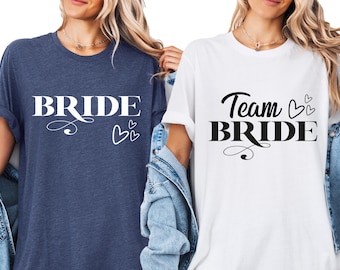 The Bride and Team Bride Shirts, Bachelorette Party Shirts, Bridesmaid Shirts, Bride Squad Matching Shirts, Bridesmaid Party Group Shirt