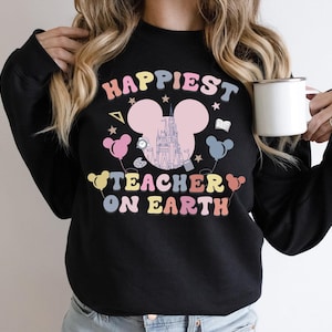 Disney Mickey Head Teacher Shirt, Happiest Teacher on Earth Tee, Disneyland Teacher Vacation Matching Shirt, Disney Teacher Trip 2026 Tee