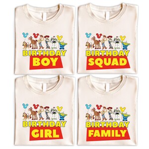 Camiseta de cumpleaños de Toy Story para niño y niña, camiseta de fiesta de cumpleaños familiar de Disney, camiseta del equipo de cumpleaños de Pixar, camiseta de cumpleaños del sheriff Woody Jessie imagen 4