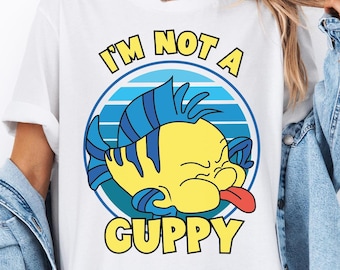 Disney kleine zeemeermin bot ik ben geen guppy shirt, Disney grappig T-shirt bot vis, Disneyland familievakantie-T-shirt, Magic Kingdom-T-shirt