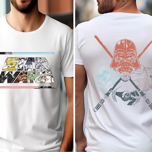 Disney Star Wars Clone Wars Shirt, Star Wars Sith vs Jedi T-Shirt, Darth Vader Shirt, Galaxy&#39;s Edge Shirt, Retro Star Wars Light Saber Shirt