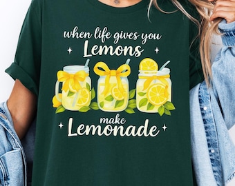When Life Gives You Lemons Make Lemonade Shirt, Coquette Lemonade T-Shirt, Summer Drinks Shirt, Motivational Gift Tee, Lemon To Lemonade Tee