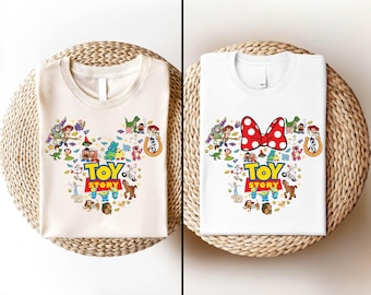 Mickey & Minnie Kopfform Toy Story Shirt, Disney Pixar Toy Story T-Shirt, Woody Jessie Buzz Lightjahre T-Shirt, Disneyland Familie Passendes T-Shirt