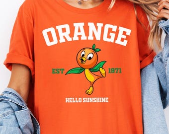 Disney Epcot orange fågel etablerad 1972-tröja, orange Hello Sunshine-tröja, Disneyland Epcot-tröja för familjesemester, Disneyworld-tröja