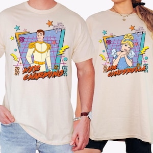 Vintage Her Charming & His Cinderella Shirt, Disney Prince and Princess Valentine&#39;s Day Matching Shirt, Disneyland Honeymoon 2025 Shirt