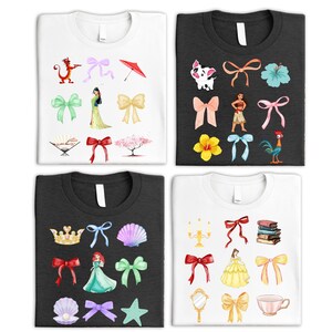 Disneyland Prinsessan Coquette T-shirt, Snövit T-shirt, Askungen T-shirts, Rapunzel, Prinsessan Ariel T-shirts, Prinsessan Jasmine, Flickresepresent bild 6
