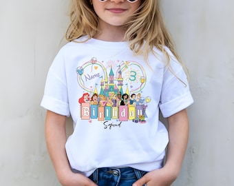 Custom  Princesses Birthday Shirt, Disney Girl's Birthday T-Shirt, Birthday Squad Tee, Princess Toddler Shirt, Disneyland Birthday Trip Tee