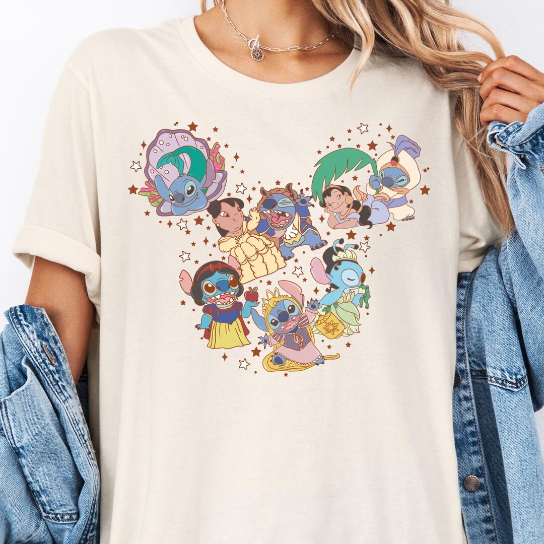 Disney Princesses Themed Lilo and Stitch Shirt, Princess Stitch Tshirt