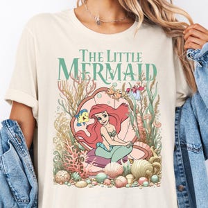 Disney die kleine Meerjungfrau Shirt, Prinzessin Ariel Flounder und Sebastian T-Shirt, Disney Prinzessin Geschenk Tee, Disneyland Reise passende Mädchen T-Shirt
