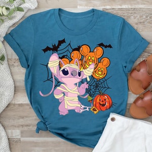 Disney Stitch an Angel Halloween Shirt, Stitch Angel Couple T-Shirt, Disney Trick or Treat Matching Shirt, Disneyland Spooky Season Shirt