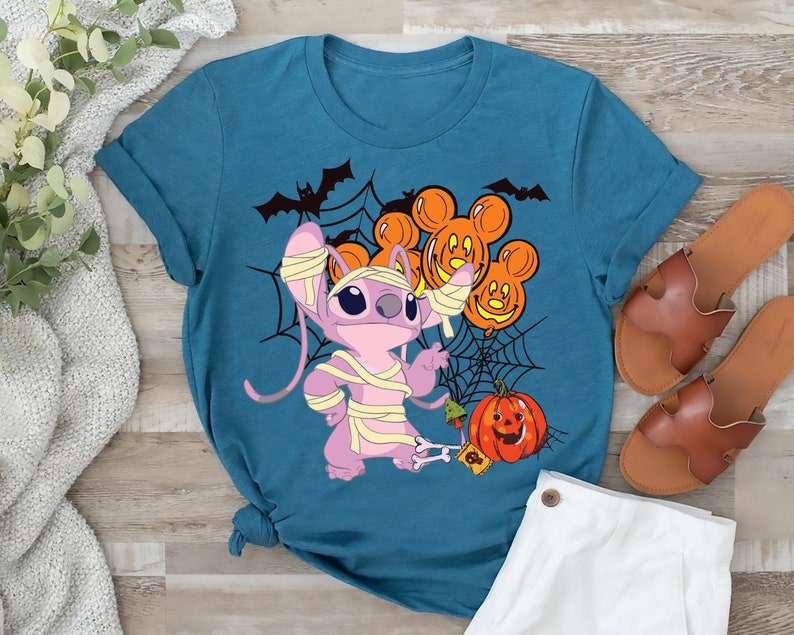 Disney Stitch an Angel Halloween Shirt, Stitch Angel Couple T-Shirt, Disney Trick or Treat Matching Shirt, Disneyland Spooky Season Shirt