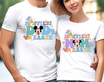 Disney Mom Dad Matching Shirts, Mickey Minnie Couple T-Shirt, Mickey Dad Tee, Minnie Mom Shirt, Disney Pregnancy Shirt, Mickey Balloons Tee