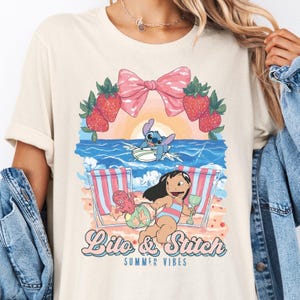 Disney Lilo & Stitch Summer Vibes Shirt, Lilo and Stitch Summer Vacation Shirt, Disney Stitch Surf Shirt, Disney Summer Trip Gift Tee