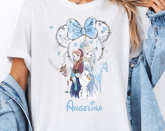 Gepersonaliseerde Disney Frozen shirt, Elsa Anna Olaf Sven T-shirt, Disney Minnie Ears shirt, Magic Kingdom cadeau-T-shirt, Wdw Girls Trip Matching Tee