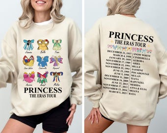 Disney Princess Eras Bow Sweatshirt, Disneyland Princess Sweatshirt, Princess Holiday Sweatshirt, Disney Princess Characters Shirt