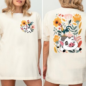 Disney Pua and Hei Hei Shirt, Disney Pua & Hei Hei Floral T-Shirt, Disney Moana Shirt, Magic Kingdom Tee, Funny Hei Hei Shirt, WDW Trip Tee