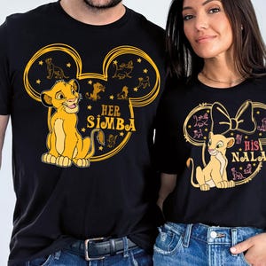 Her Simba His Nala Matching Shirt, Disney Valentine&#39;s Day Shirt, Lion King Lover Shirt, Disneyland Honeymoon Shirt, Wife Husband Shirt