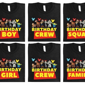 Camiseta de cumpleaños de Toy Story para niño y niña, camiseta de fiesta de cumpleaños familiar de Disney, camiseta del equipo de cumpleaños de Pixar, camiseta de cumpleaños del sheriff Woody Jessie imagen 3