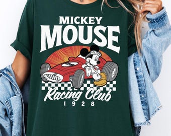 Disney Mickey Racing Club Shirt, Mickey Racing Car Sweatshirt, Disney Retro Racing Tshirt, Disneyland 2026 Family Vacation Sweatshirt