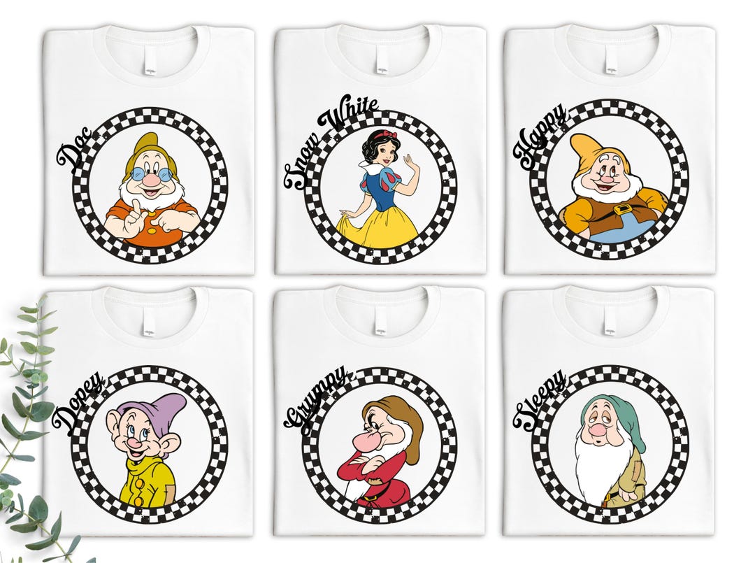 Disney Checkered Snow White and Seven Dwarfs Shirt, Princess Snow White ...