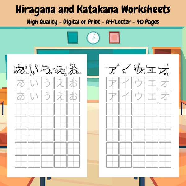 Japanische Hiragana und Katakana Arbeitsblätter