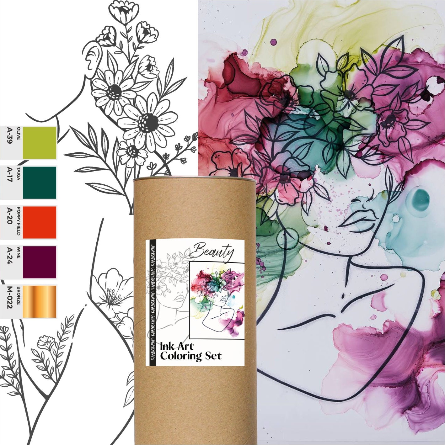 KAMENSKAYA Acrylic Inks for Artists - Acrylic Ink Set #8-4 pcs. 1.35 Fl Oz  (40 ml) Each