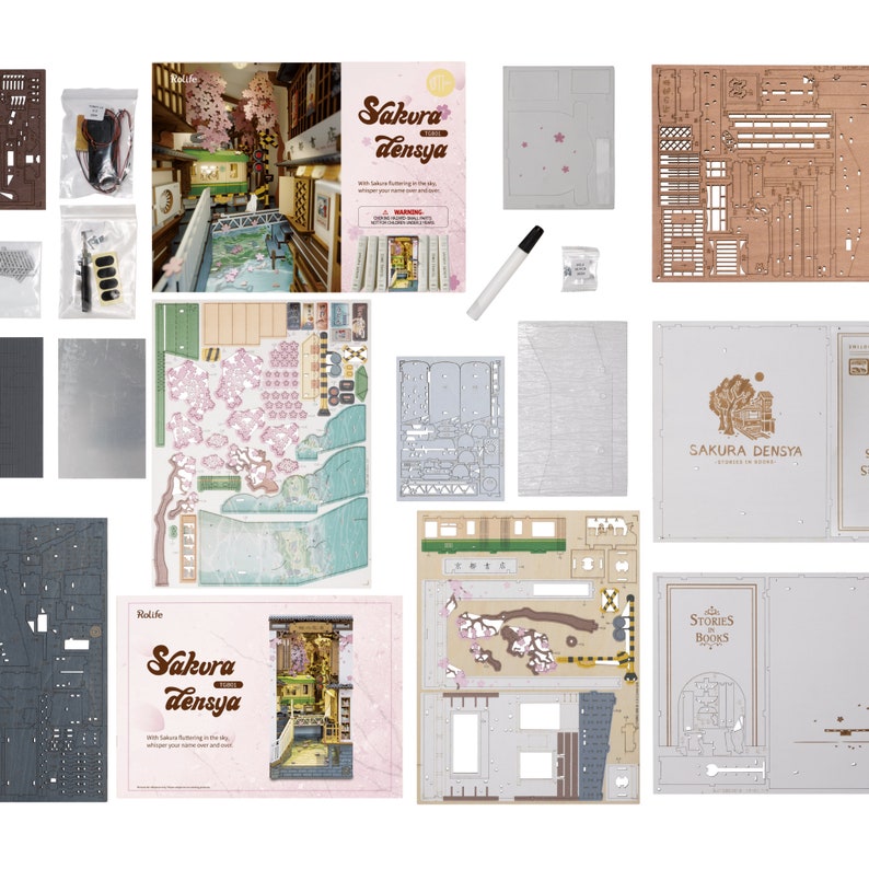 DIY Book Nook Shelf Insert Japanese Sakura Densya Etsy Canada