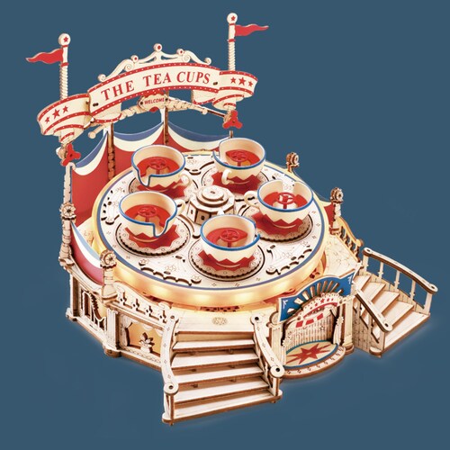 DIY Music Box 3D Wooden Puzzle Amusement Park Parachute Tower Etsy