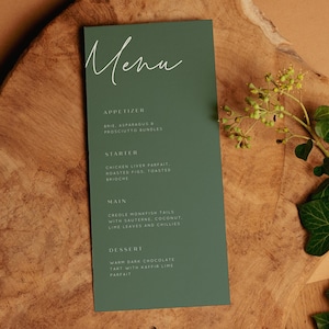 Sage Green Modern Wedding Menu Template, Simple Minimal Wedding Menu, Modern Boho Wedding Menu, Printable Menu,  Editable Menu Template