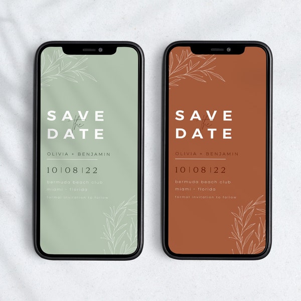 Boho Save the Date TEXT Invitation, Electronic Save the Date Sage Green - Rust, Wedding Save the Date Text Invite, Save the Date Electronic
