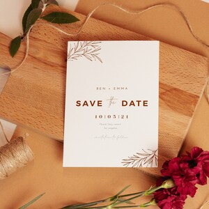 Blätter Boho Save the Date Vorlage, Terrakotta Save the Date, Botanisch Save the Date, Hochzeit Save the Date, Minimalist Boho Save the Date