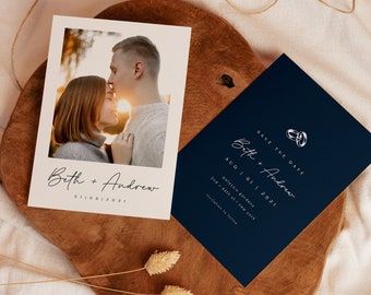 Modern Minimal Save the Date Template, Save The Date With Photo, Editable Wedding Save The Date Template, Save The Date Digital Download