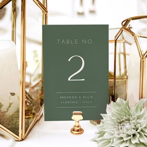 Sage Green Wedding Table Number Template, Simple Table Numbers, Modern Minimalist Table Numbers Printable, Clean Table Number Cards Instant