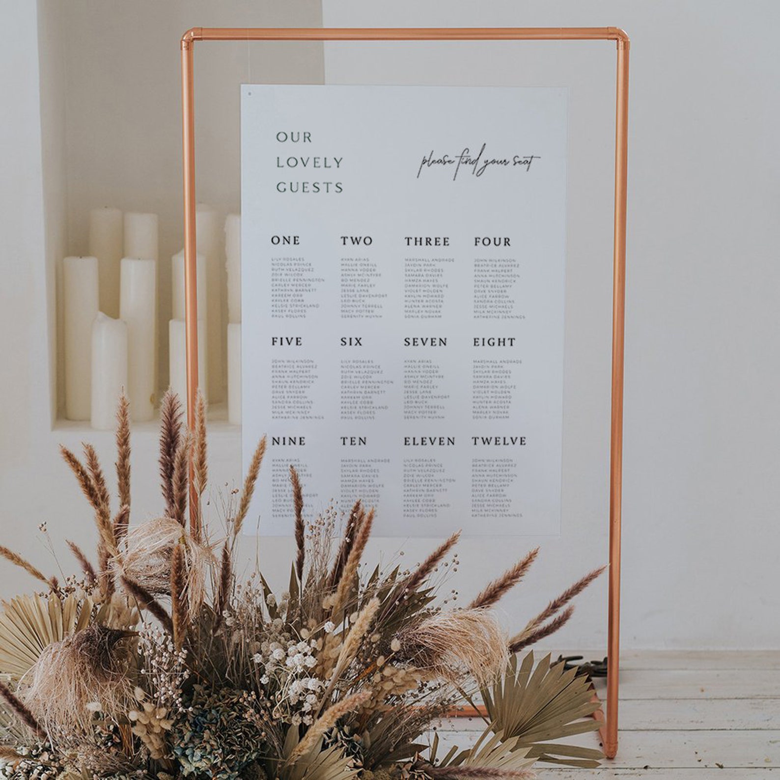 Editable Elegant Seating Chart Template, Modern Wedding Seating Chart ...