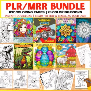 630+ Coloring Pages PLR MRR Pack Bundle | Master Resell Rights Adults Coloring Book | Grayscale Coloring Books | Coloring Sheets | Printable