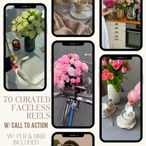 70+ Faceless Aesthetic Instagram Reels Videos | Minimalist Digital Marketing Content with  MRR/PLR | Editable Canva Templates