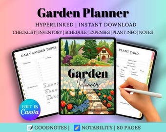 Planificador de jardín digital con hipervínculos para Goodnotes, Notability, Garden Journal, Digital Garden Journal, Gardening, Garden Guide Organizer