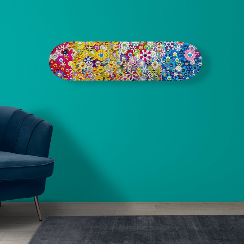 Decalcomania Artistica Adesivi Vinile Takashi Murakami Fiore Arcobaleno - 50 Pezzi Preconfezionati, Per Skateboard E Laptop Decalcomania Vinile Skateboard - Foto 8