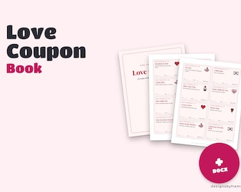 Printbaar liefdescouponboekje, bewerkbare Valentijnscoupons voor hem of haar, cadeau-idee voor een jubileum, coupons voor een date-avond, lastminute Valentijnscadeau