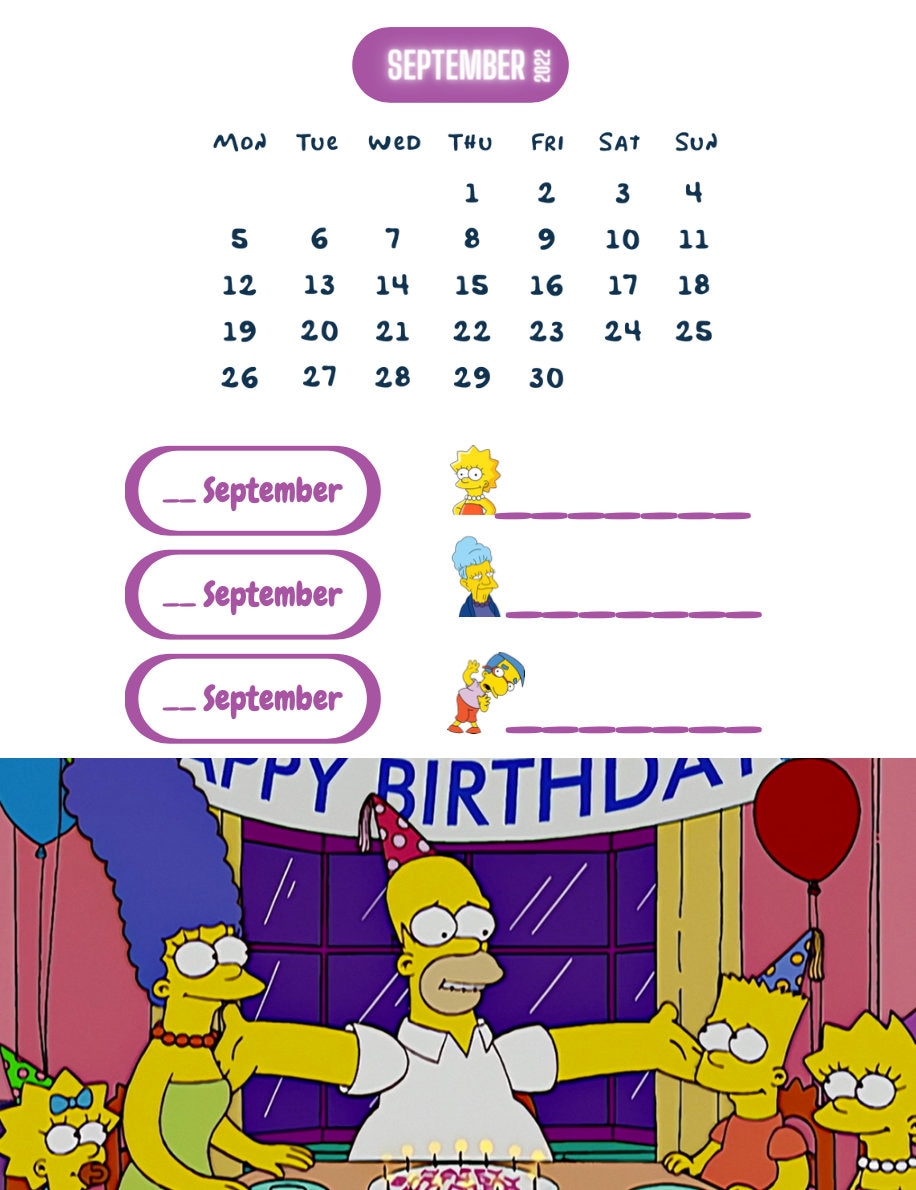 Digital Simpsons Planner Calendar 2023-2024 