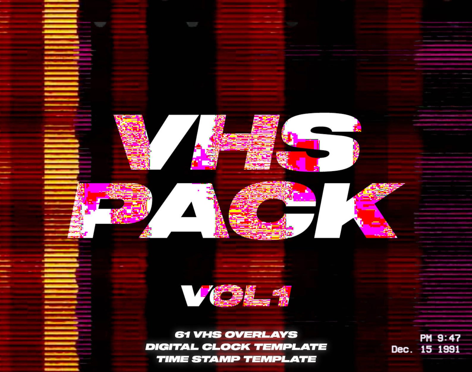 61 VHS PACK - VHS Overlays, Time Stamp Psd Template, Digital Clock Psd ...