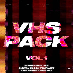 61 VHS PACK - VHS overlays, Time stamp psd template, Digital clock psd template, vhs backgrounds, ideal for Flyer, Overlay, Instant Download