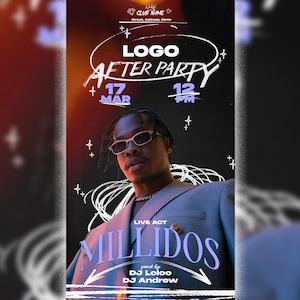 Club Flyer Template, Photoshop Template, Event Flyer, DJ Party Flyer, Star Invite for Social Media, Instant Download w/ Personalization