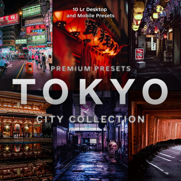 10 Tokyo stad Japan presets Lightroom preset Mobiele presets Desktop presets Straat preset Stedelijke wolkenkrabber Nachtleven Zwart Instagram