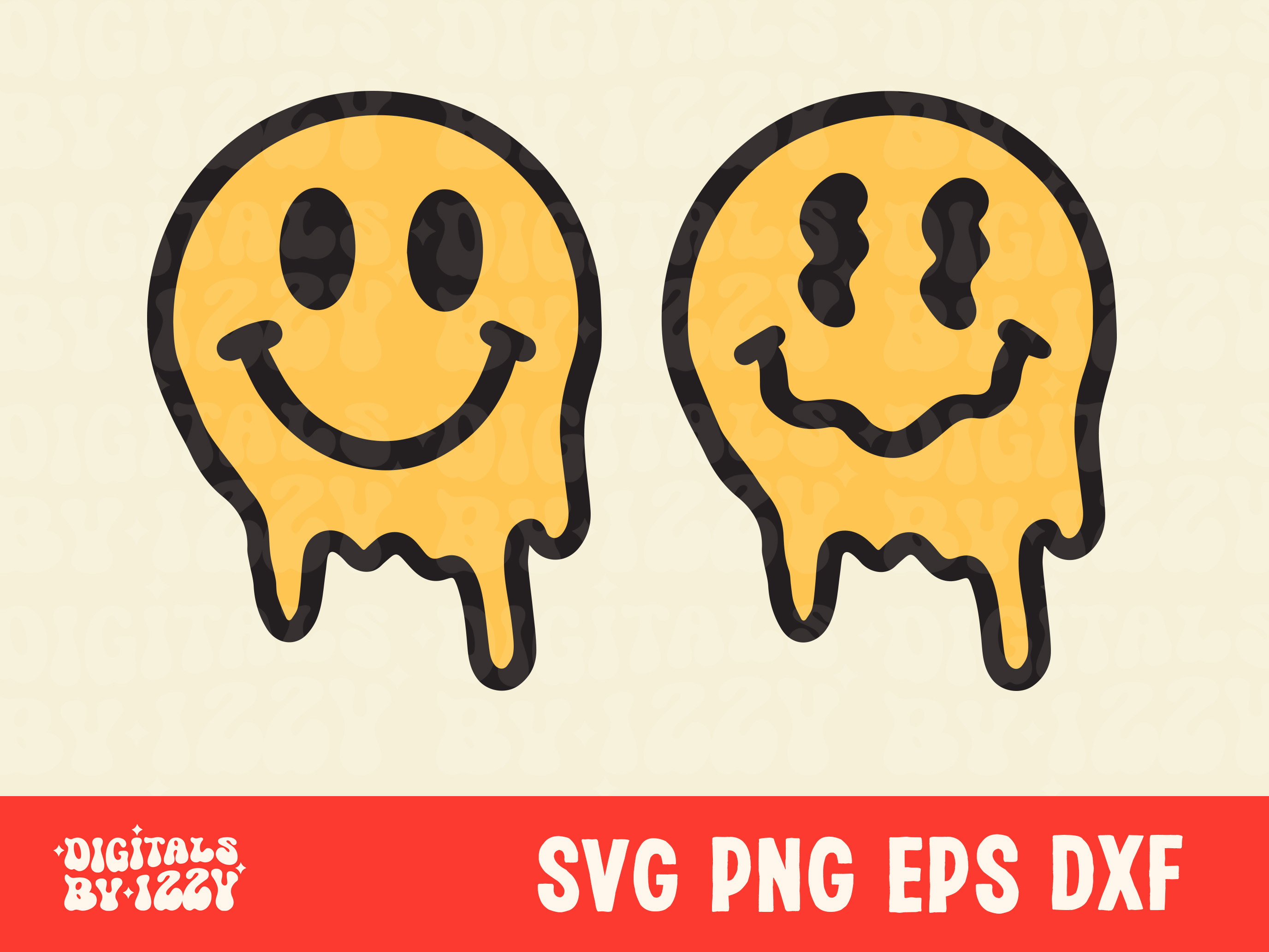 Dripping Smiley Face Png Melting Smiley Face Svg Retro Etsy