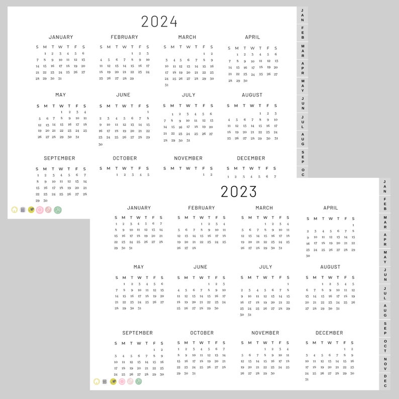 2023 2024 Digital Calendar Planner Hyperlinked 2023 2024 Etsy