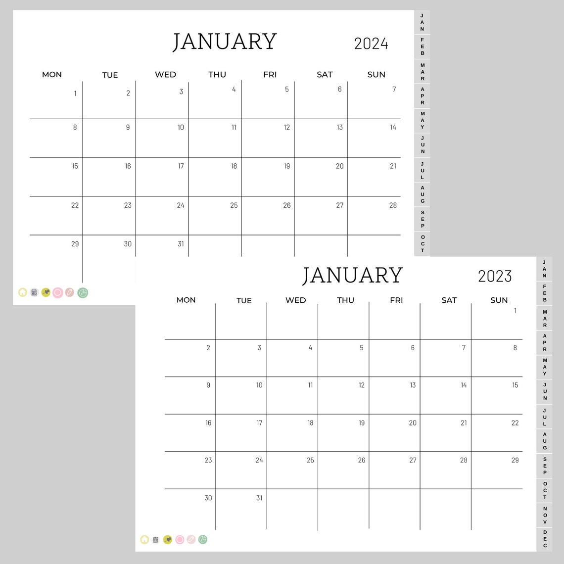 2023 2024 Digital Calendar Planner Hyperlinked 2023 2024 Etsy