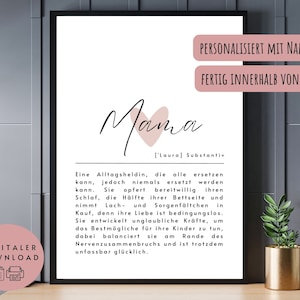 Poster Definition &quot;Mama&quot; zum Ausdrucken - Geschenk Muttertag, Beste Mama, Geschenk neue Mama, Geschenk zur Geburt, Weihnachtsgeschenk