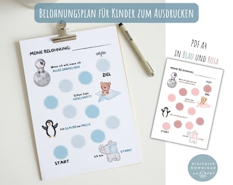 Belohnungsplan für Kinder, Belohnungstafel nach Montessori, PDF A4 Download zum ausdrucken, Belohnung für Kinder, Belohnungssystem Kinder