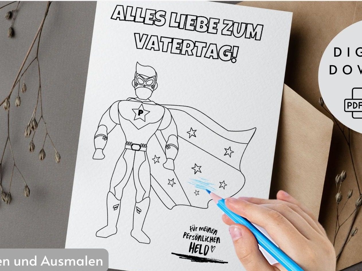 Vatertagskarte Zum Ausdrucken Ausmalen Und Ausfüllen Für - Etsy